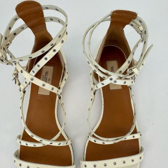 Valentino Garavani Leather Gladiator Sandals Grommet Studded 36.5-37 (US 6.5-7) - Picture 3 of 12